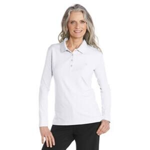 Coolibar Polo Shirt Long Sleeve Golf UPF 50+ Sun Protection Cotton Pink Small